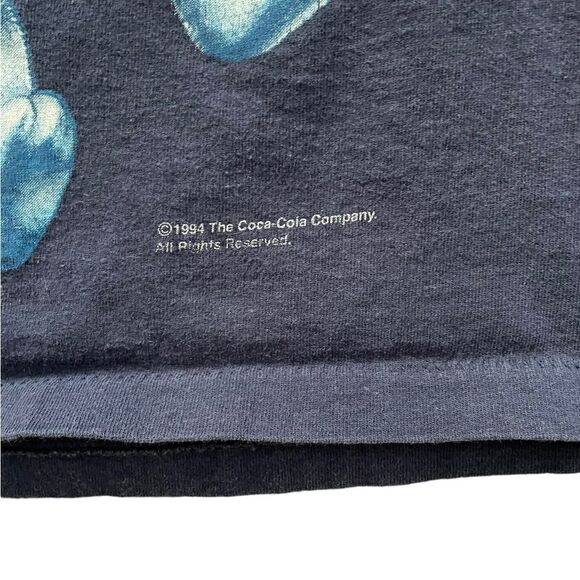 Vintage Single Stitch 1994 Coca Cola Polar Bear T-Shirt Blue Medium - Picture 7 of 7